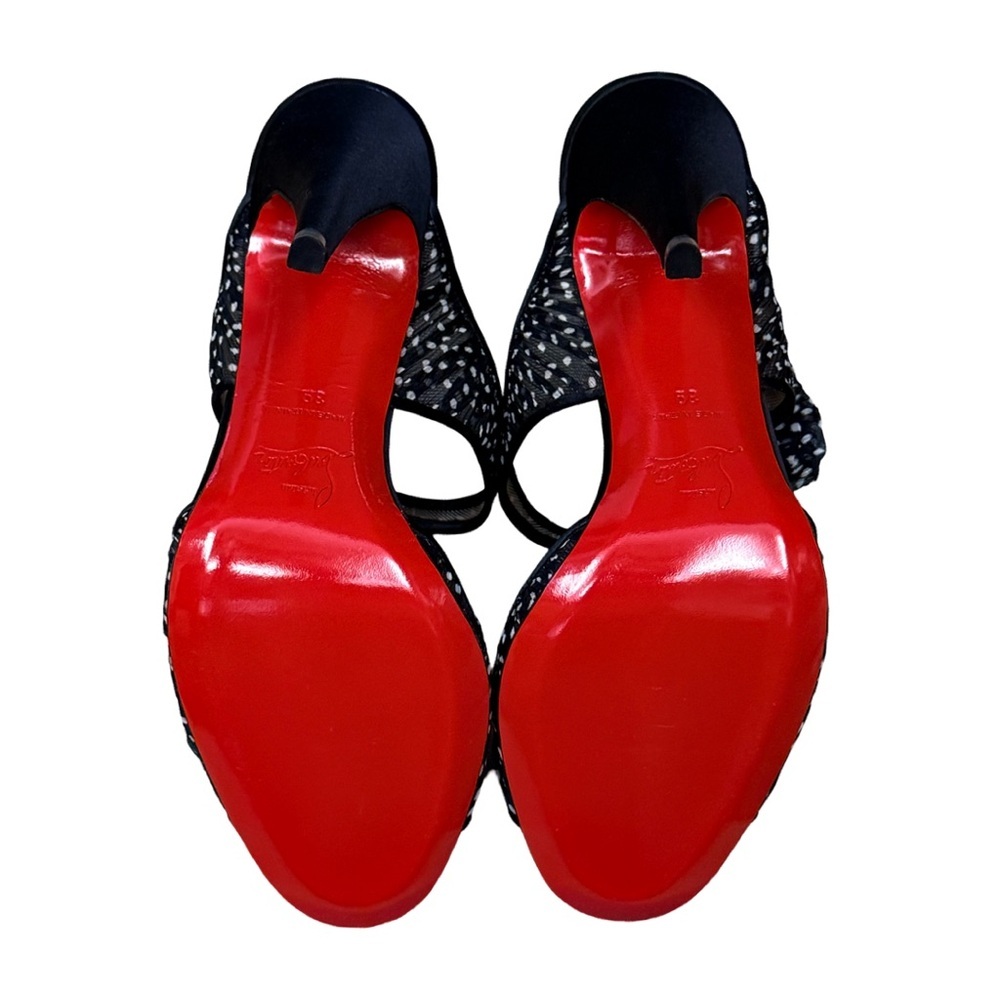 Christian Louboutin Miss Chief Mules Black/White Polkadot Crepe Satin/Chiffon 39 - Picture 11 of 12